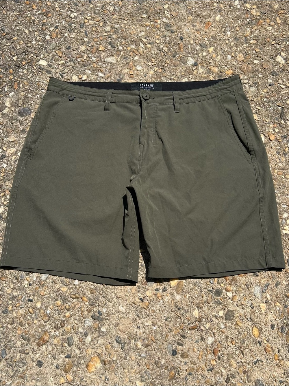 Roark Men's Hytide Olive Flat-Front Performance Shorts